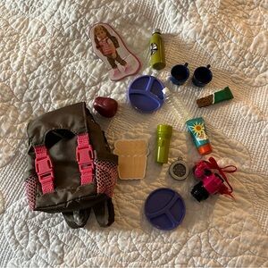 Our Generation Camping Set Doll Backpack Camera Polka Dot 18" Accessories Lot